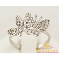 Серебряное кольцо Бабочки кв894с